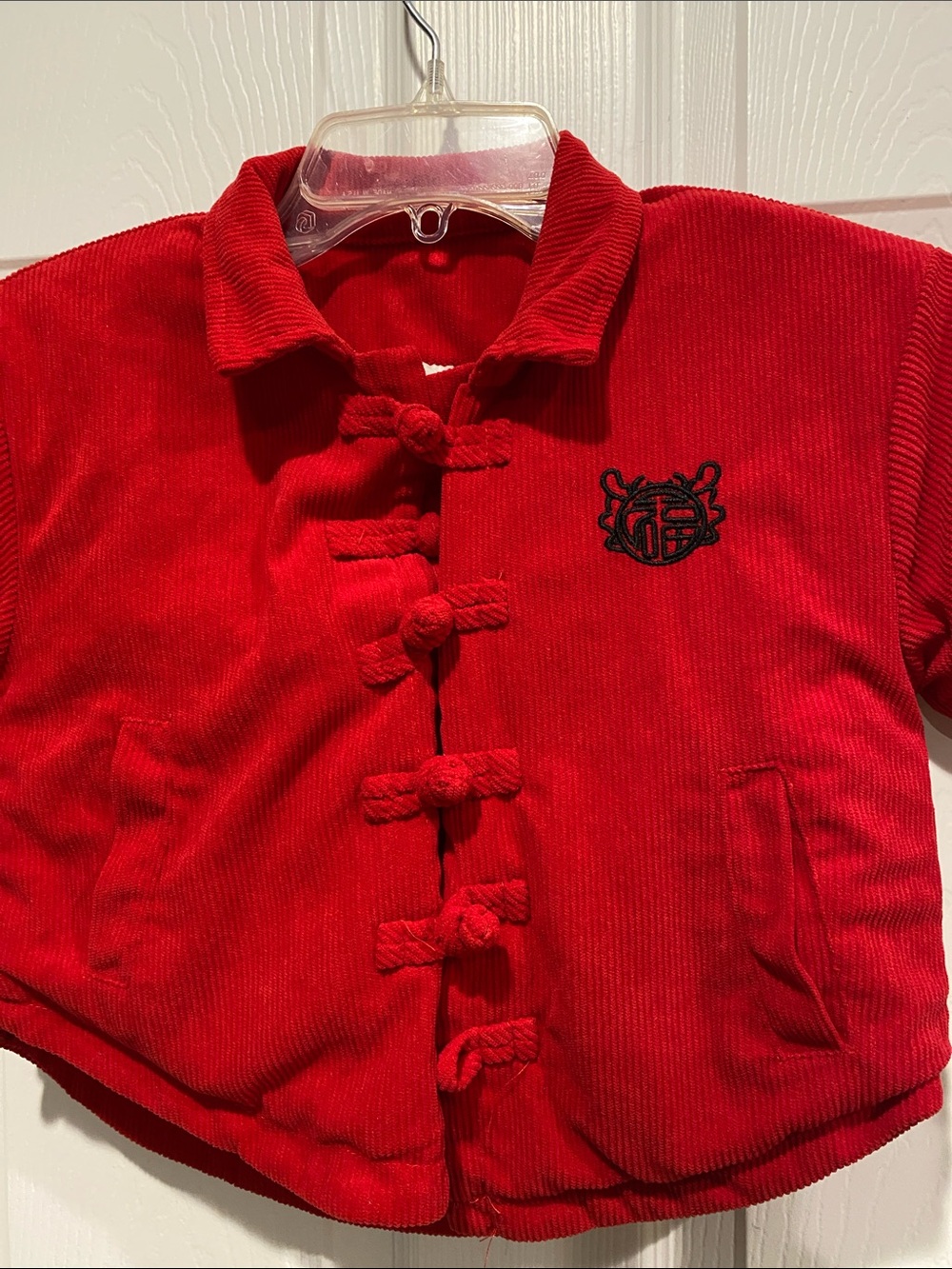 Kids Red Corduroy Toggle Jacket